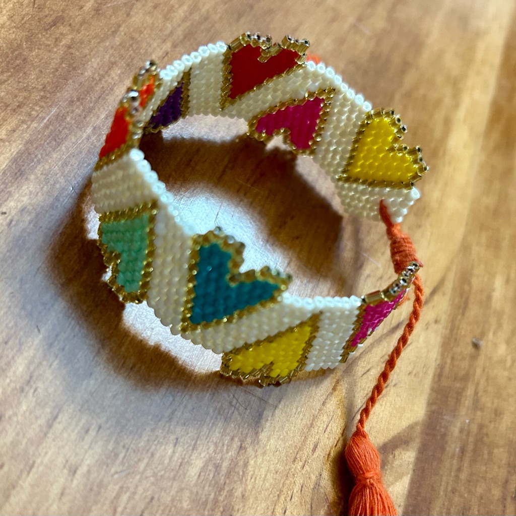 Beaded Love Hearts Colors Bracelet 12$